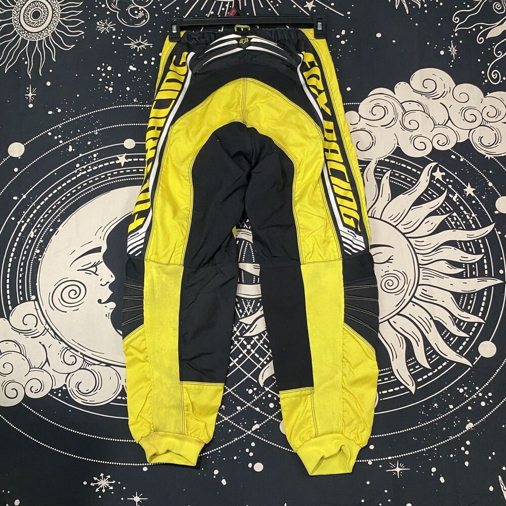 Fox Racing Yellow Motocross Pants Mens Size 28 MX Dirt Bike Off Road Riding Gear - Picture 2 of 6